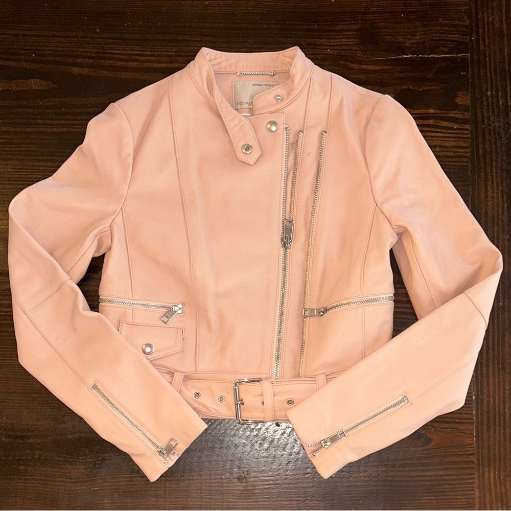 Women's Heritage Collection Pink Lamb Leather Moto Jacket XS